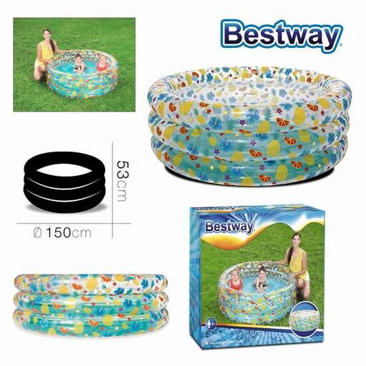 Piscine gonflable transparente, diamètre 150 cm, hauteur 53 cm
