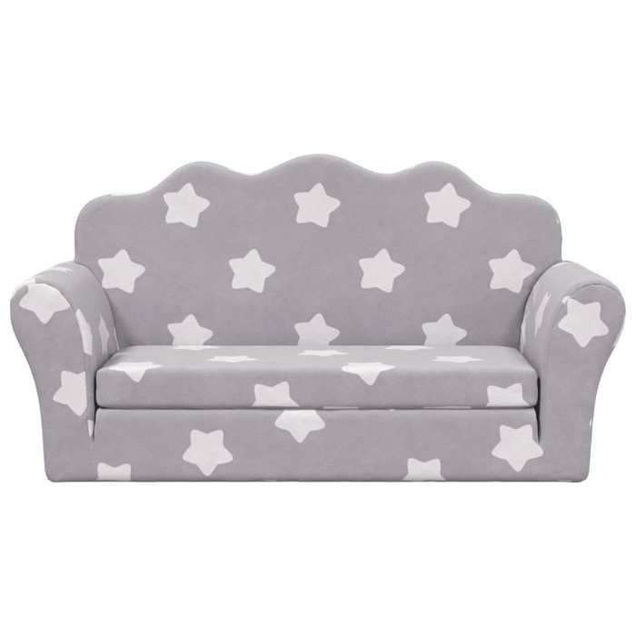 vidaXL Children's 2-Seater Sofa Bed, Daybed with Backrest and Armrests, Guest Bed for Toddlers' Bedroom, Light Grey 357058