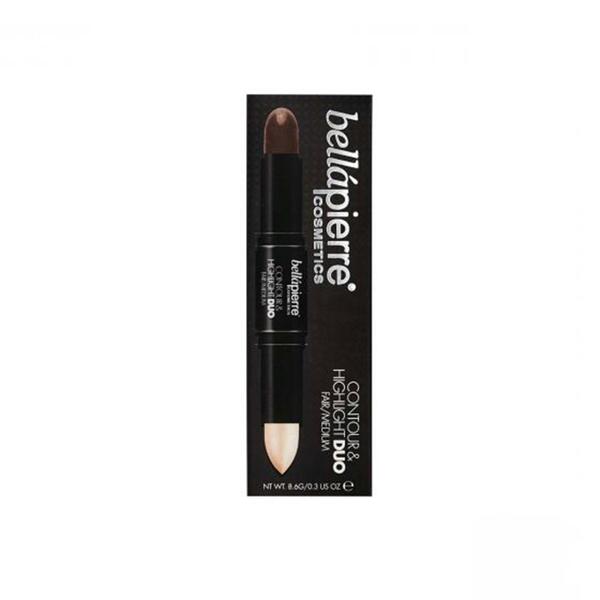 Dúo de contorno e iluminador Bellapierre Cosmetics, tono claro/medio.