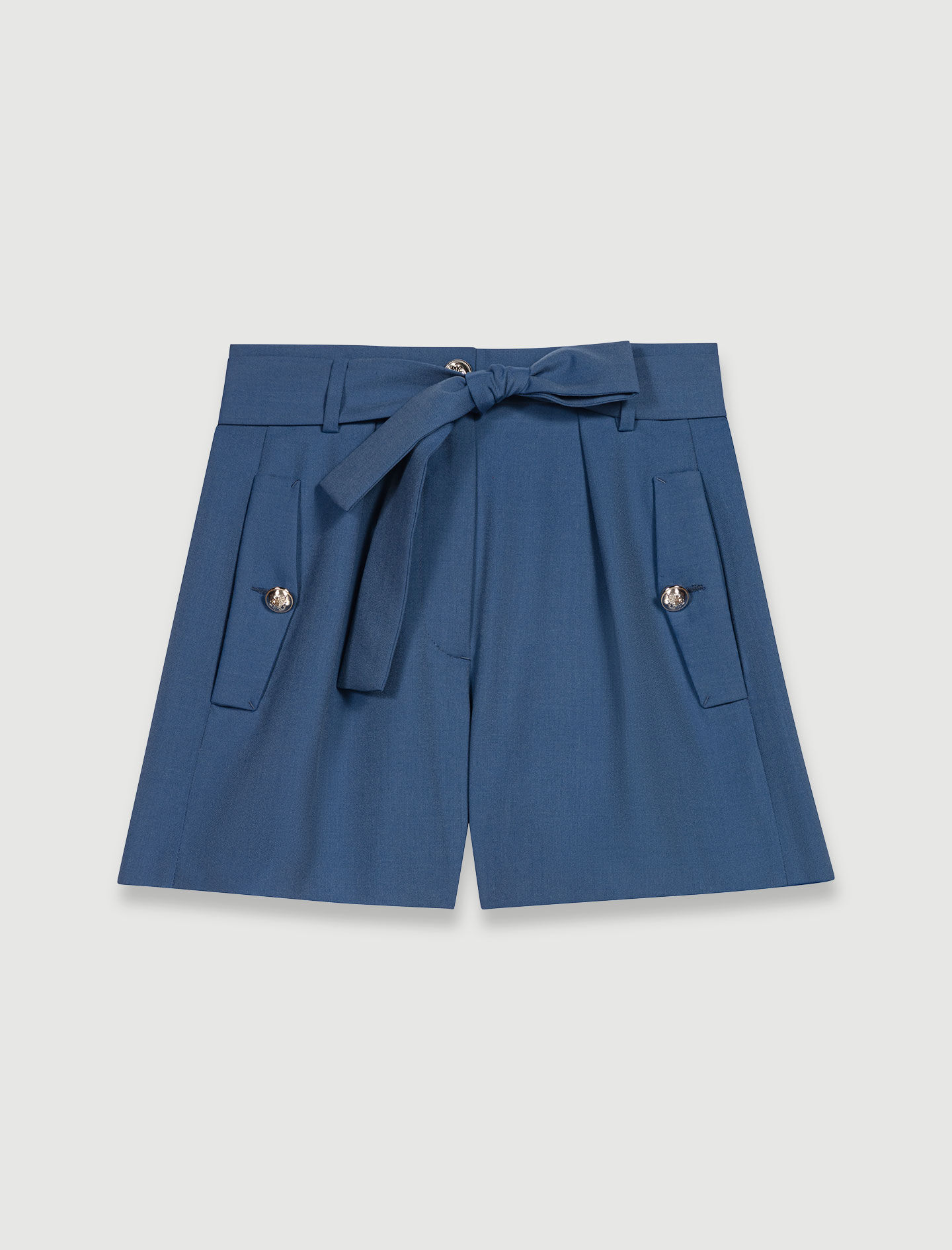 Pantaloni scurți structurați cu buzunare - Albastru