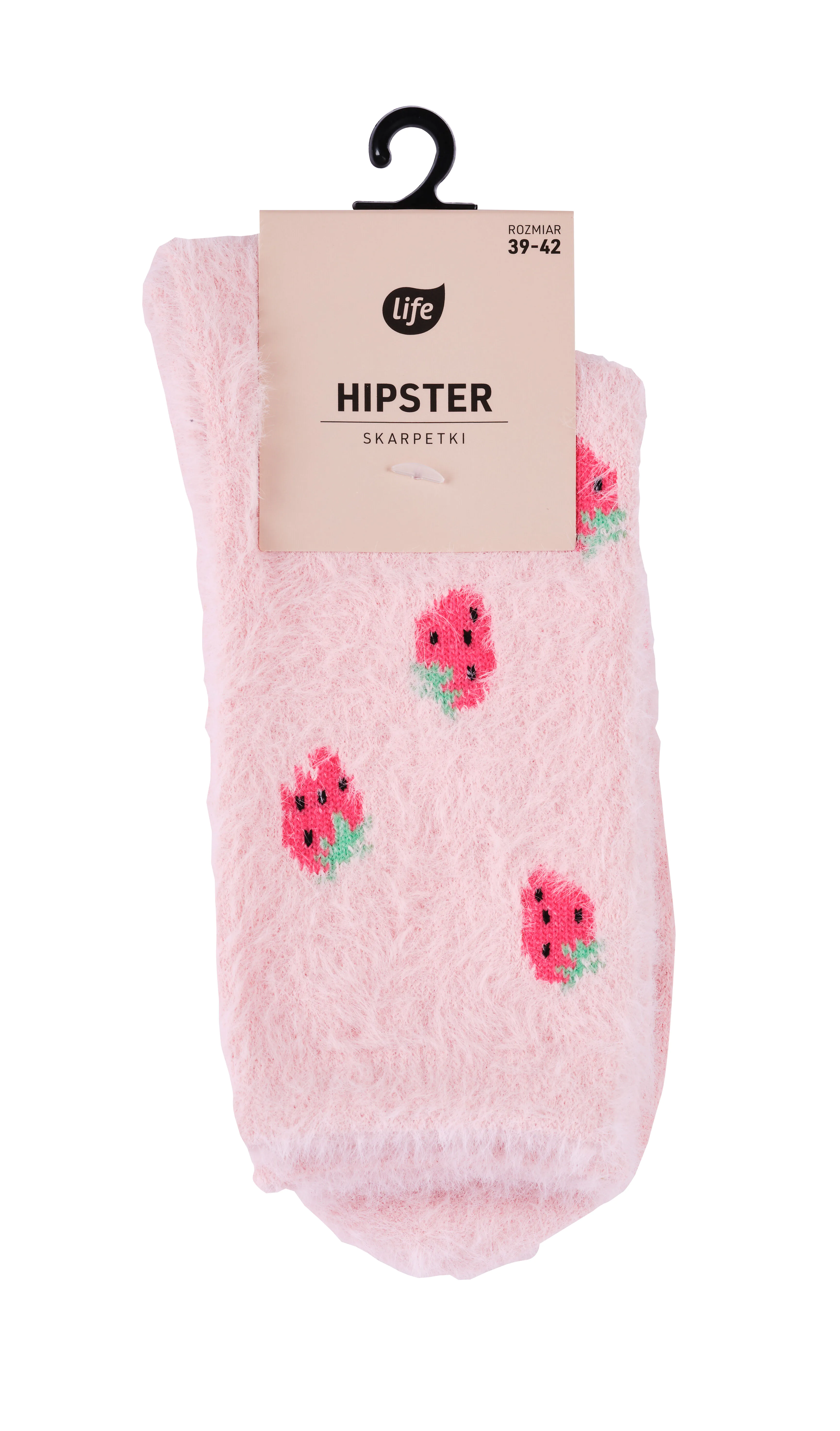 Life Hipster Pluszowe skarpetki damskie, Truskawki, Rozm. 35-38