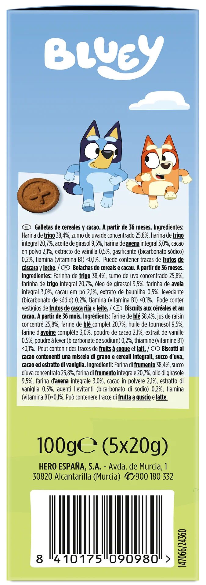 „Bluey Cocoa Cookies“ Piena ir maisto produktai, kuriuos reikia maitinti