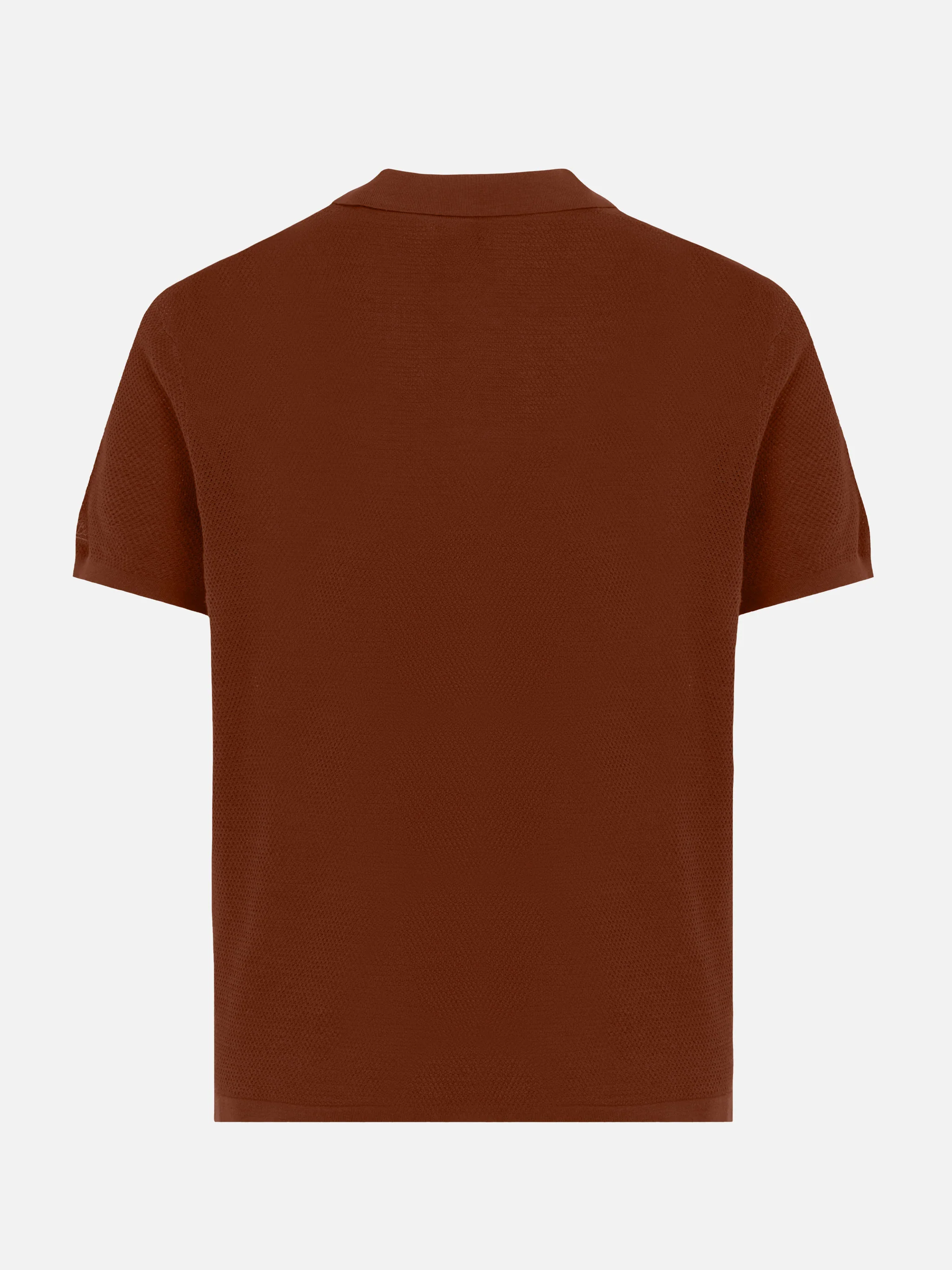 Sloan poloshirt zonder knoopjes in camelkleurige gebreide stof