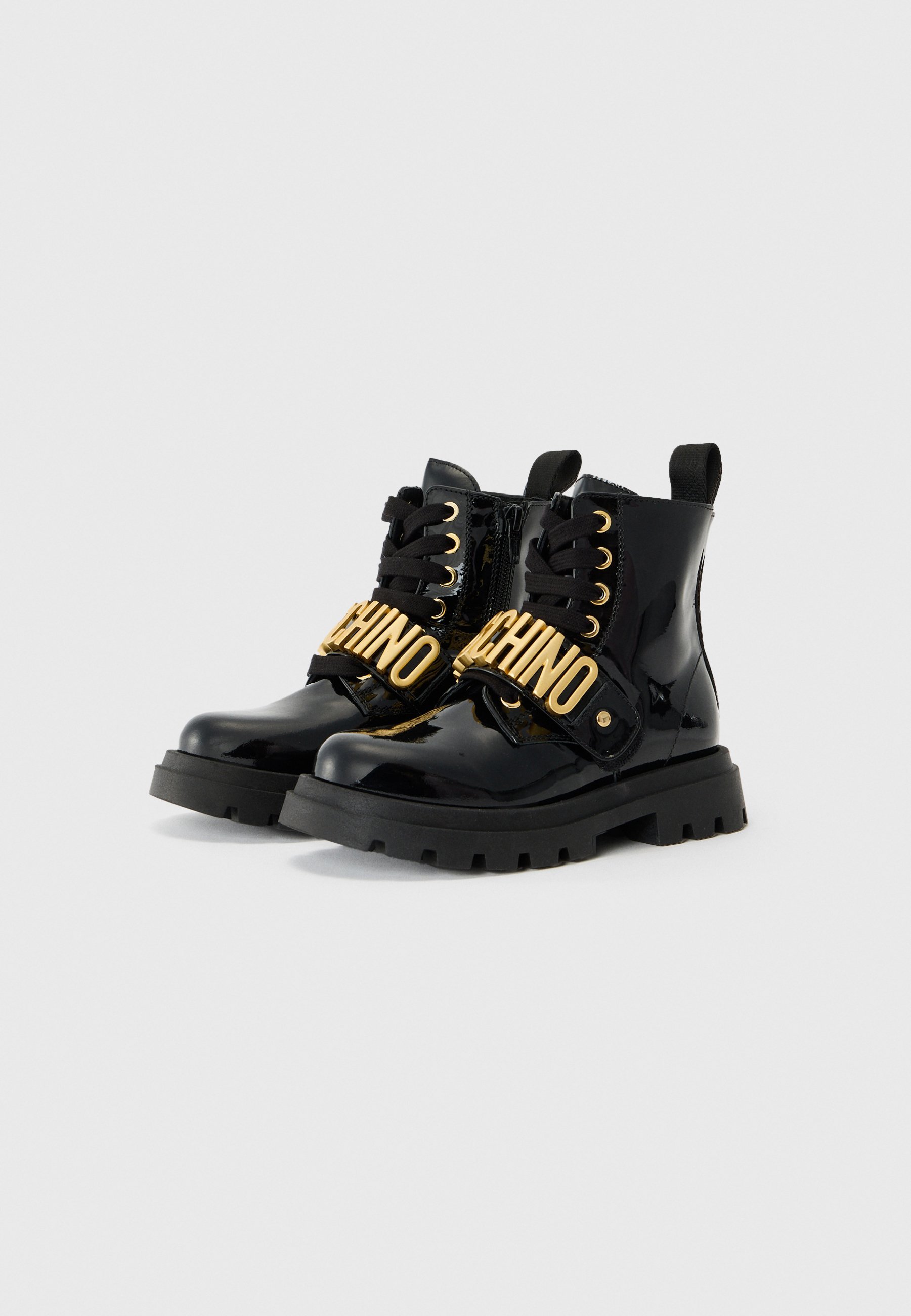 Bottines MOSCHINO UNISEX à lacets - noires et dorées