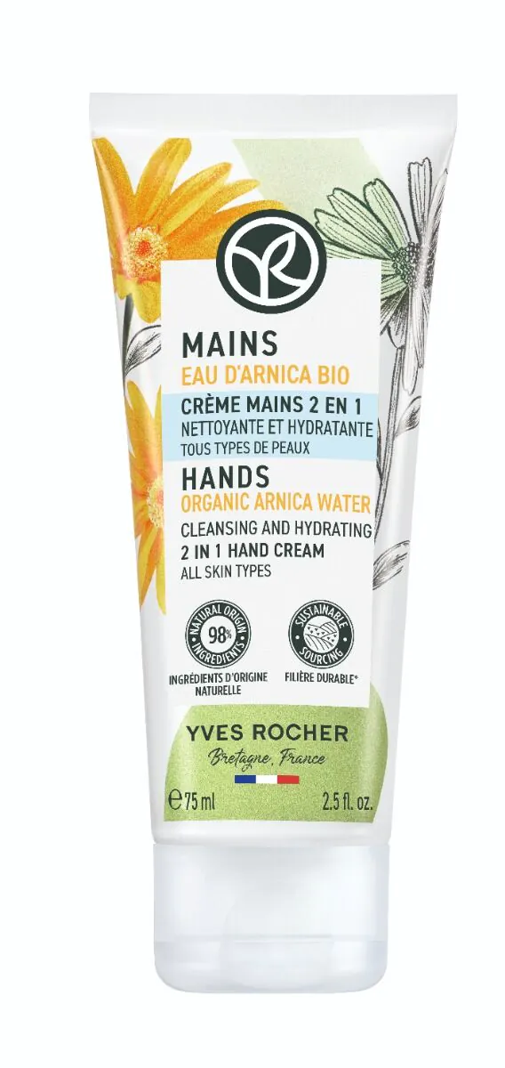 Yves Rocher 2w1 Woda z Arniki Bio Oczyszczająco-nawilżający krem do rąk