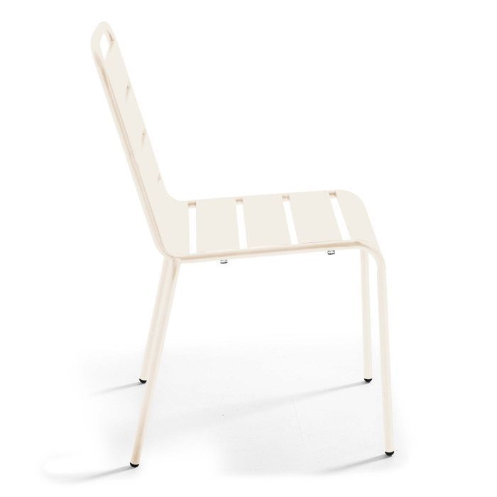 Conjunto de mesa e 8 cadeiras de jardim Palavas em metal cor marfim, Oviala