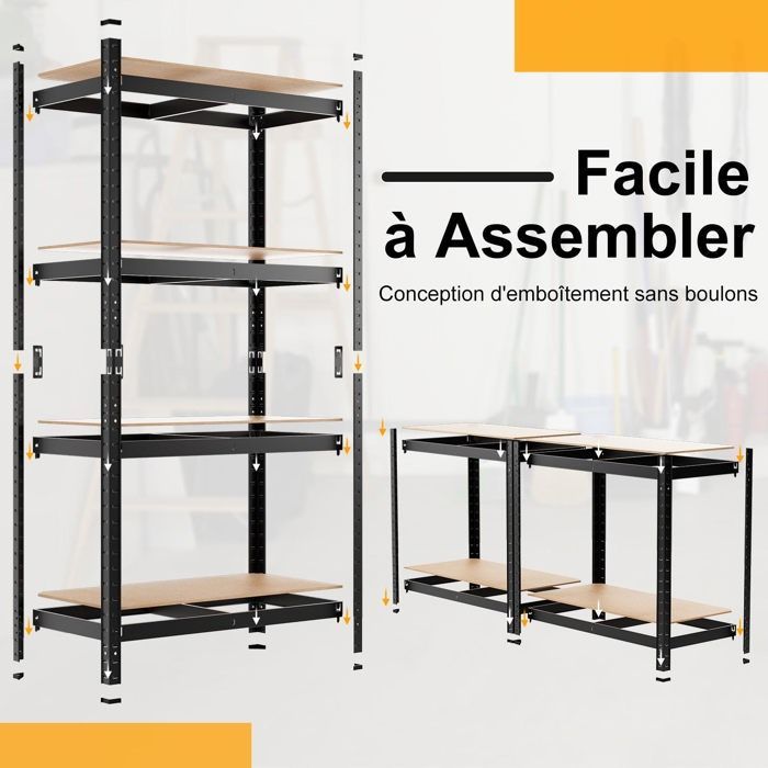 Mueble de almacenamiento multiusos COSTWAY, 4 estantes ajustables, capacidad de carga de 130 kg por nivel, para garaje, taller, cocina, almacén, color negro.