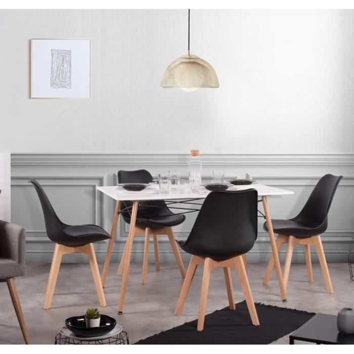 Stoelen - Catherina - Set van 6 - Zwart - Houten poten - Moderne Scandinavische stijl