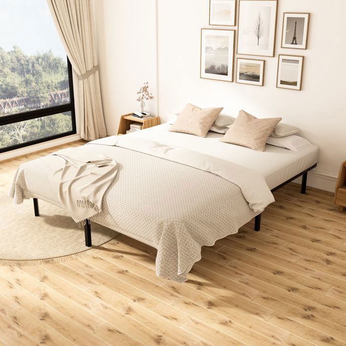 TUNCCO  Sommier 160x200cm ，avec 9 Pieds,  2 * 18 Lattes, Résistant, Montage Rapide et Facile,   Hauteur sous Le Lit : 29cm
