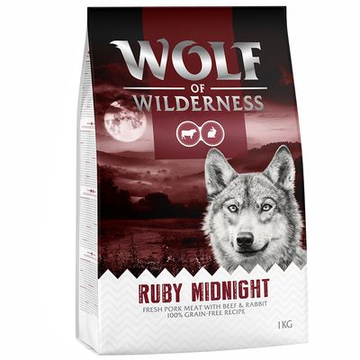 x 1 kg Wolf of Wilderness droog hondenvoer - 3 + 1 gratis!*