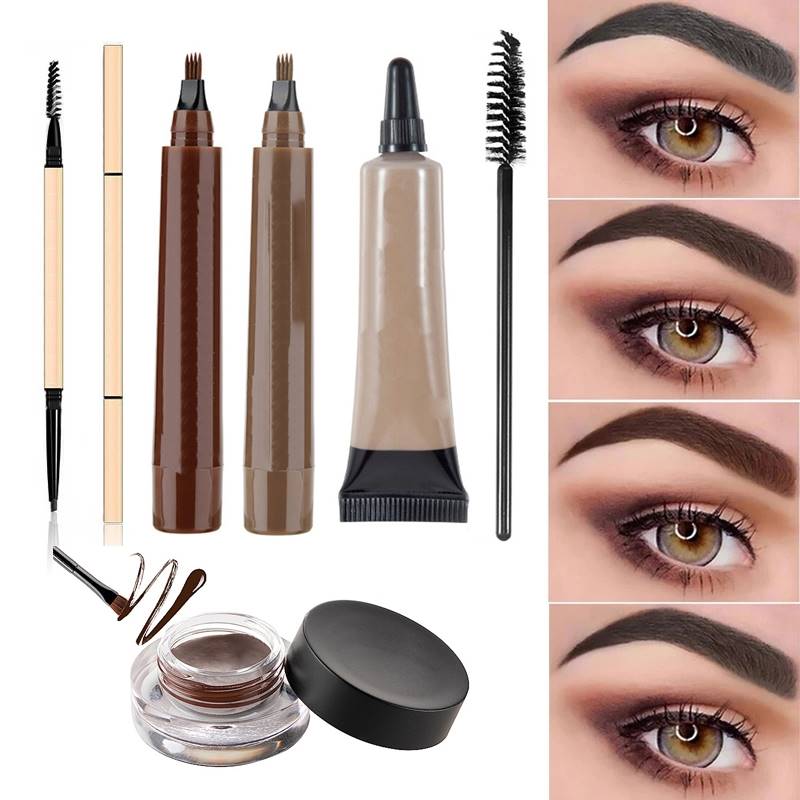 Lot de 2 crayons à sourcils ultra-fins à double embout, stylo tatouage pour sourcils, crème rehausseuse de couleur longue tenue, effet naturel.