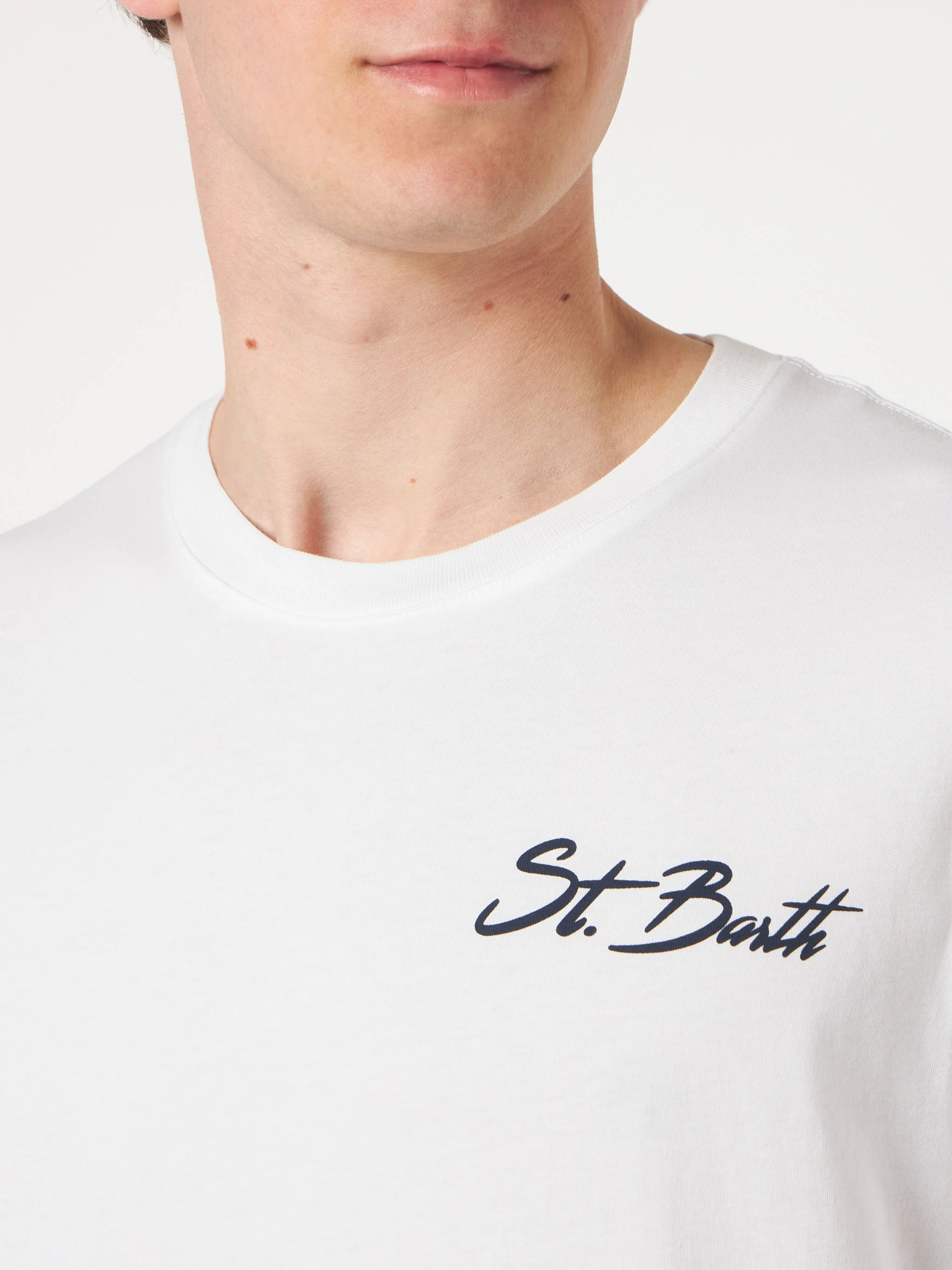 T-shirt da uomo in cotone con stampa St. Barth surf