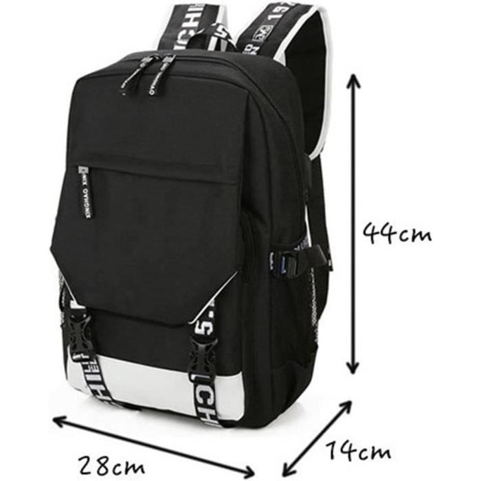 Anime Sac à Dos One Piece pour Garçons Enfant Filles Zoro Luffy Cartable Tony Chopper avec Chargeur USB Grande Capacité 3D Manga