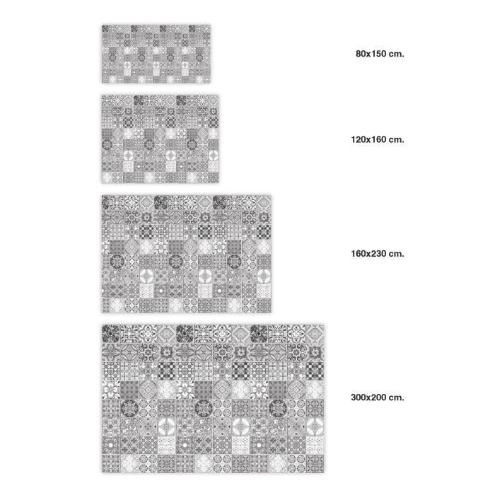 Tapis Vinyle Panorama Carreaux Ciments Jaen Gris 40x80 cm - Tapis pour Cuisine, Bureau et Salon en PVC