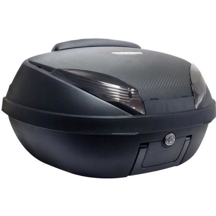 Maleta trasera para motocicleta - S-LINE - 52L - Negro/Carbono - Dimensiones 58x45x32,5cm - Incluye: Placa de montaje, respaldo, asa