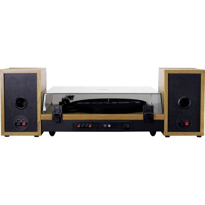 Lenco LS-300WD - Giradischi con Bluetooth® e due altoparlanti esterni, in legno