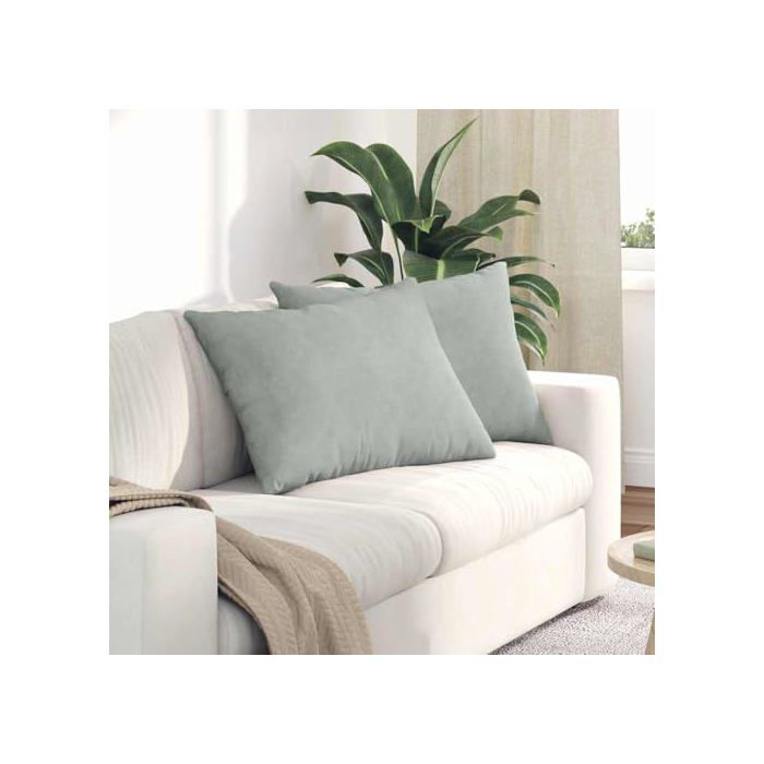 Coussins de canapé en velours - vidaXL - Gris clair - 70x50 cm - Housses amovibles - Rembourrage polyester