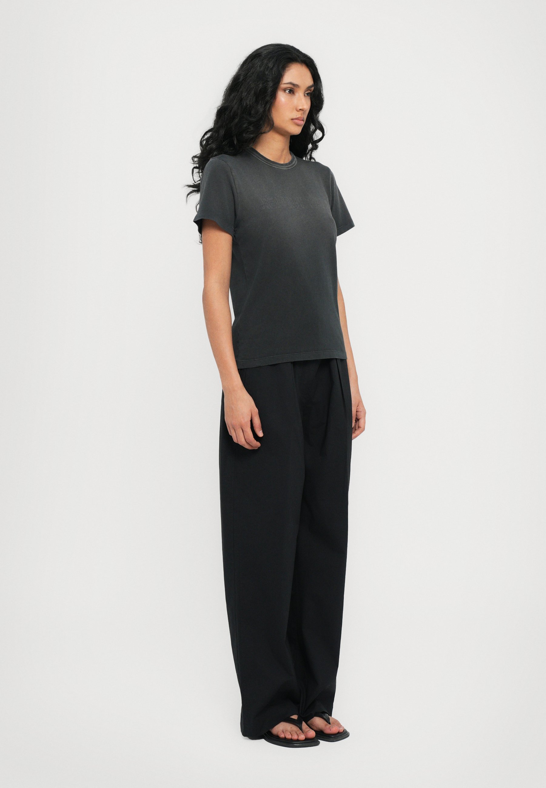 T-shirt slim Helmut Lang con logo - stampa - nera