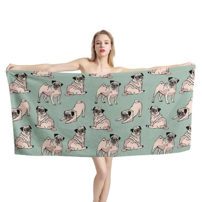 DYJ-2623  serviette de plage pour chiot chien carlin grande couverture de douche-bain en microfibre douce voyage n Taille:75x155cm