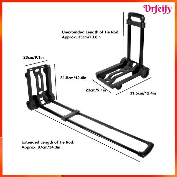 Carrello pieghevole - AKOZON - Modello piccolo - Pieghevole e leggero - Asta di collegamento retrattile - Grande capacità