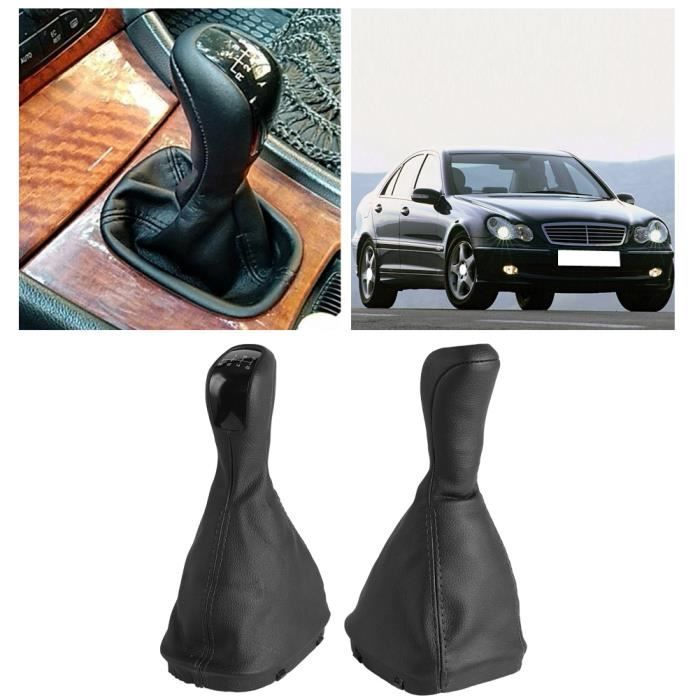 Qiilu Pommeau de levier de vitesse Couvercle de soufflet de levier de vitesse à 6 vitesses pour Mercedes Benz Classe C W203 S203