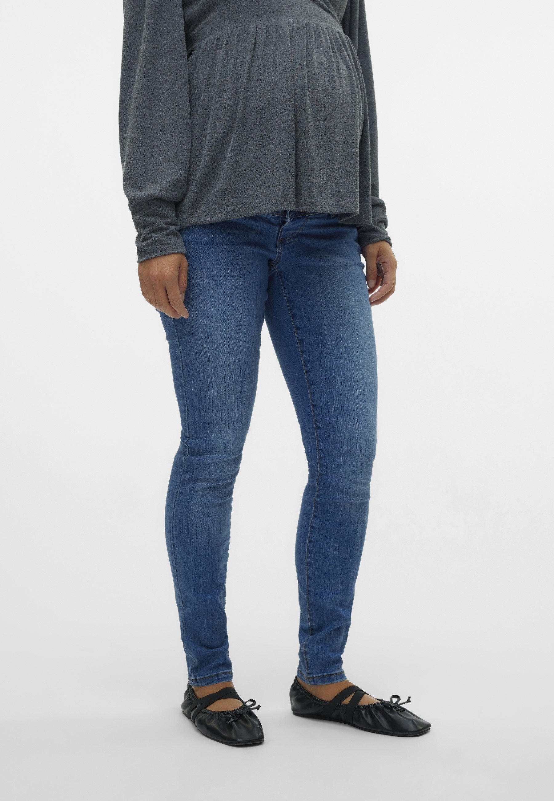 MAMALICIOUS MLMILA - Slim-Fit-Jeans - mittelblauer Denim