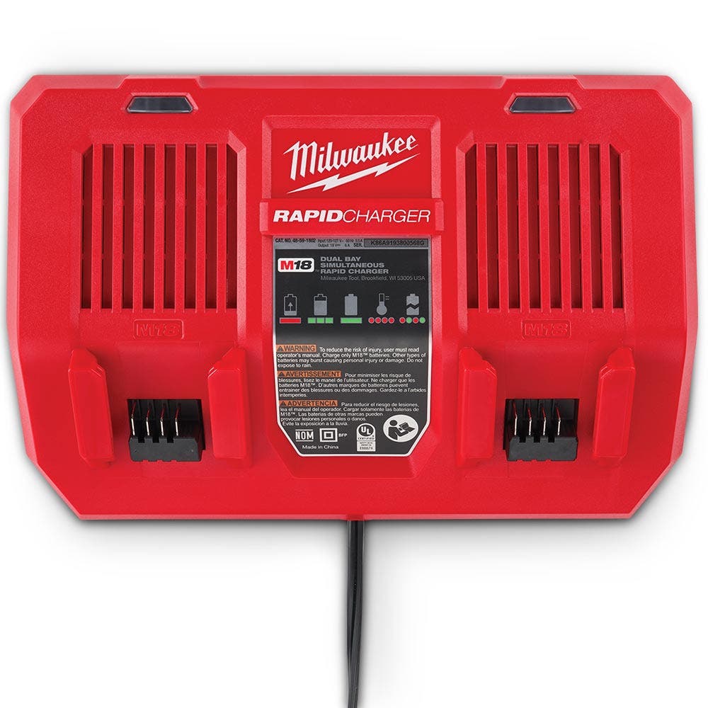 MILWAUKEE 18V hurtiglader med dobbeltspor, samtidig M18DFC