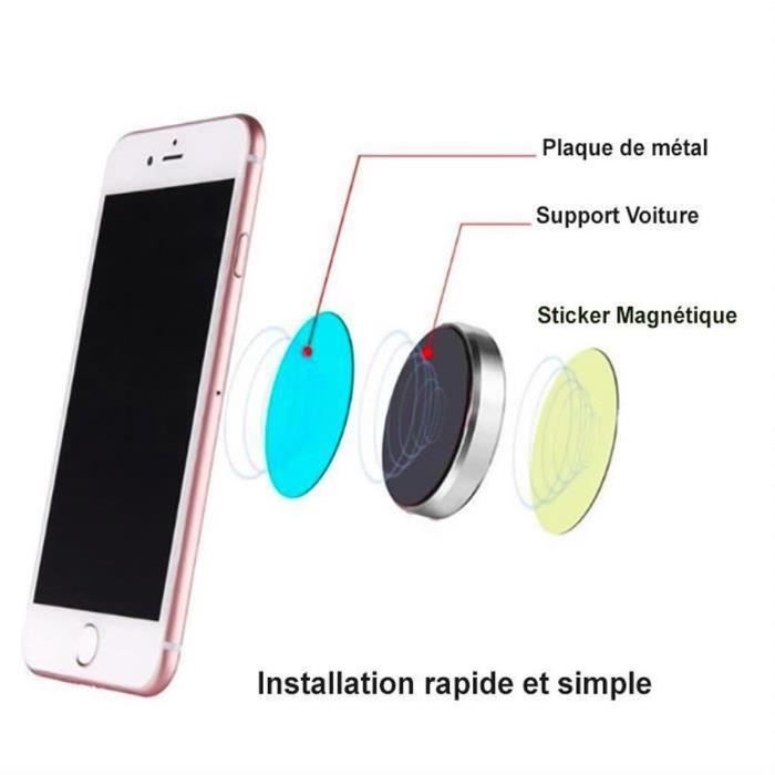 Tikawi x2 Support Téléphone Voiture Magnétique UNIVERSEL (Samsung / IPhone / Etc) Tableau de Bord - Support Portable Noir / Silver