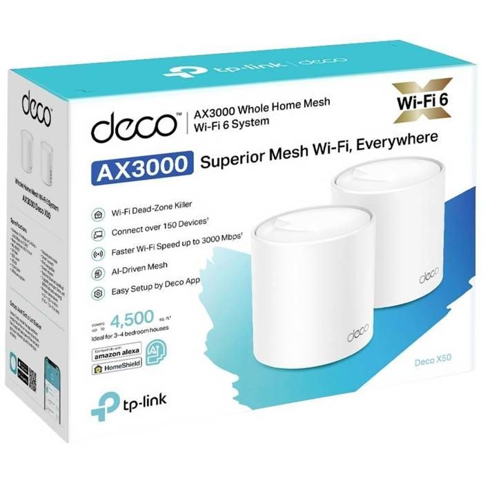 Router Mesh WiFi 6 TP-Link Deco X50 - AX3000 Mbps - Copertura fino a 400 m² - 150 dispositivi connessi