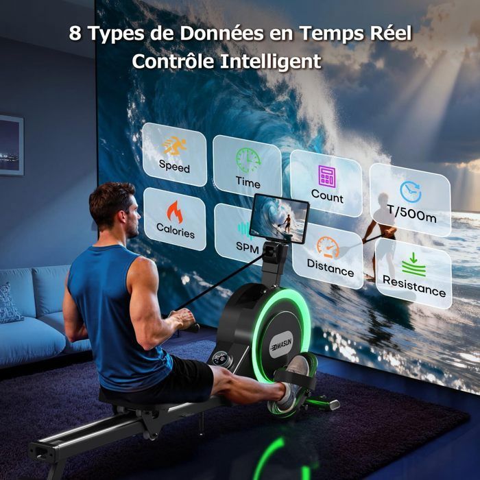 Vogatore da interno - DMASUN - Illuminazione RGB intelligente - Elettromagnetico - 32 livelli di resistenza - MAX 160 kg