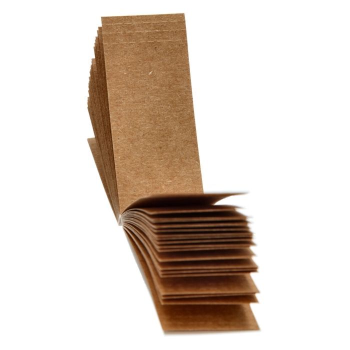 Box of 50 cardboard filter booklets for 25mm cigarettes with unbleached paper