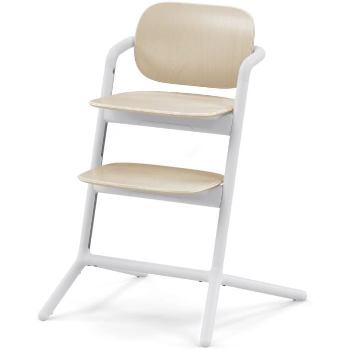 CYBEX - Trona convertible - Pack 3 en 1 - LEMO 2 - Blanco/Madera - Altura y profundidad ajustables - Incluye juego para bebé