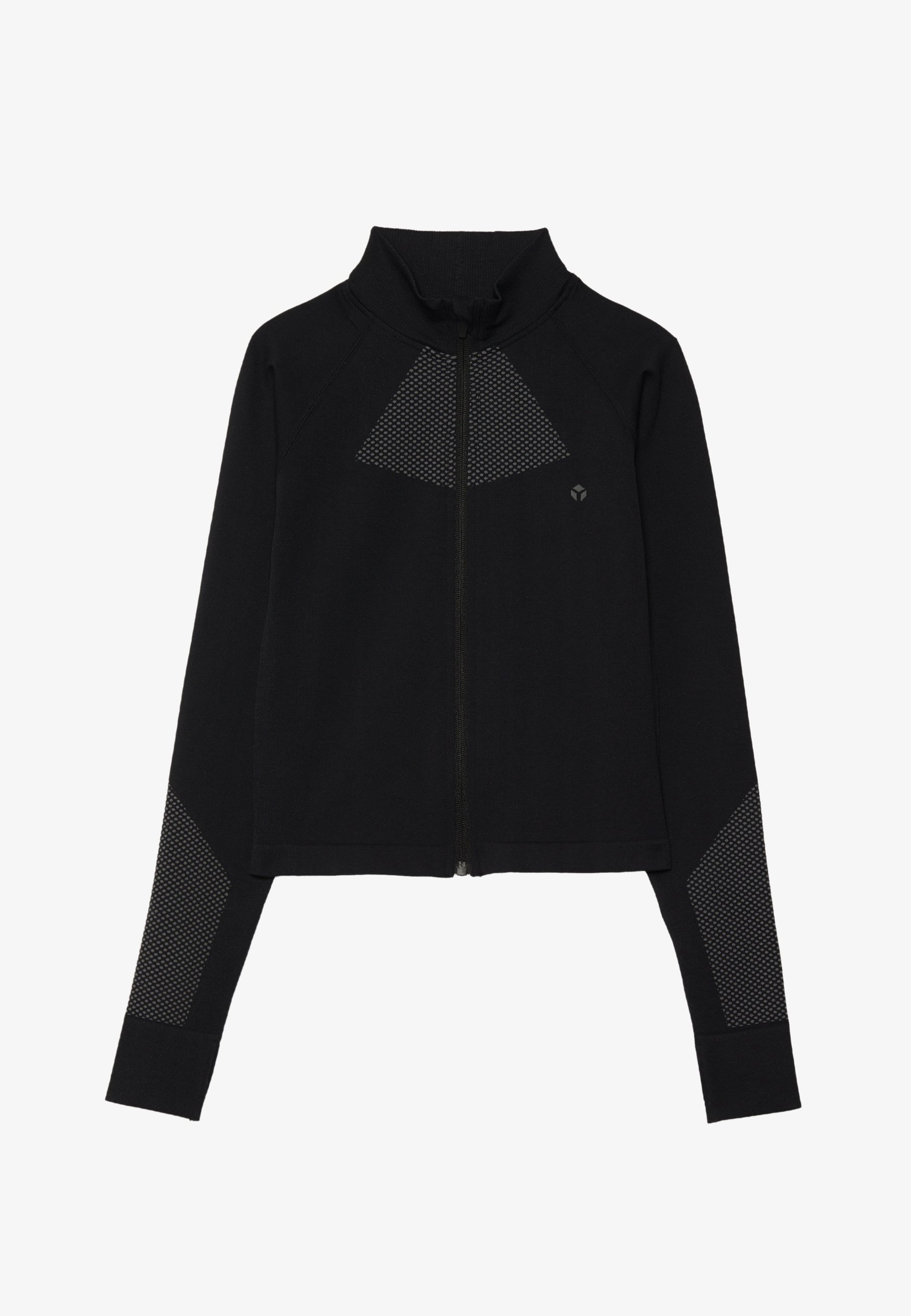 Even&Odd active SUPER HIGH NECK FULL ZIP SEAMLESS TOP WITH CONTRAST PANELLING - Trainingsjack - zwart