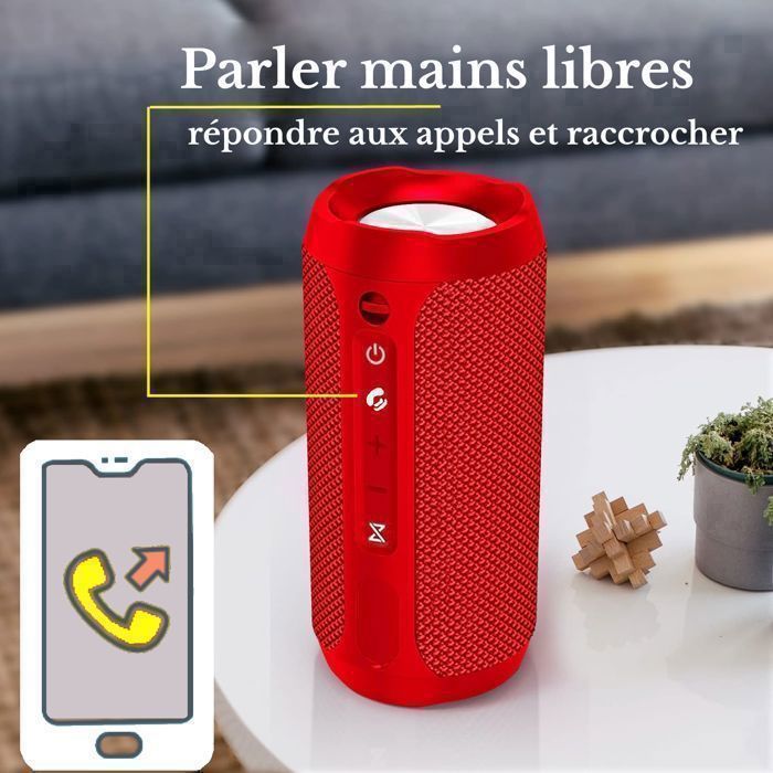 Altavoz Bluetooth portátil - Altavoz Bluetooth inalámbrico - Altavoz recargable e impermeable para viajes/fiestas - 20 horas de reproducción - Micrófono con cancelación de ruido - LED