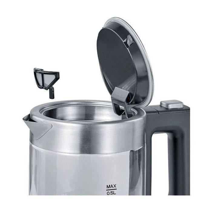 Bollitore - SEVERIN - WK 3472 - 0,5 L - 1100 W - Vetro/Acciaio inox - Base girevole a 360°