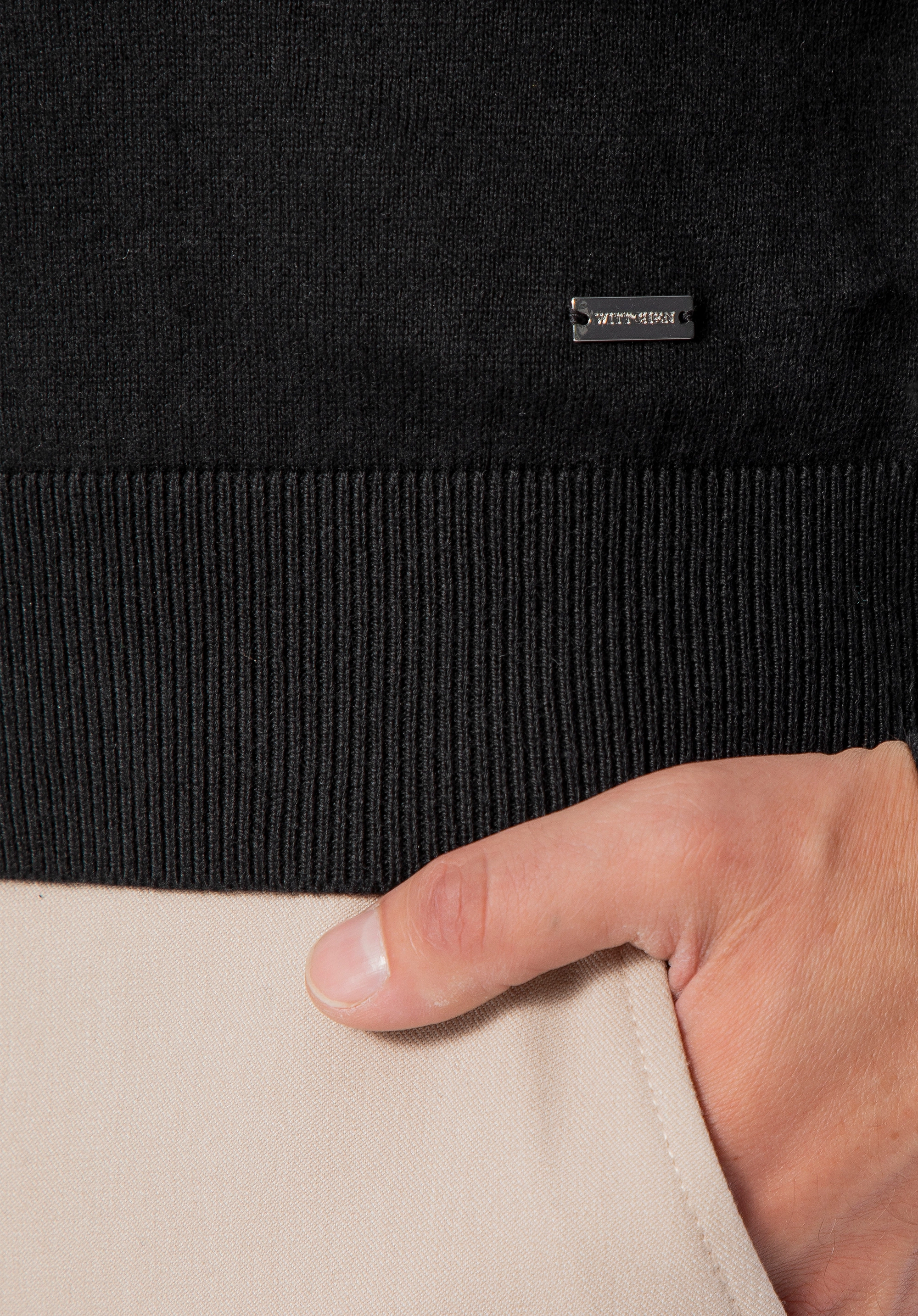 Sweter męski z bawełny z domieszką kaszmiru czarny