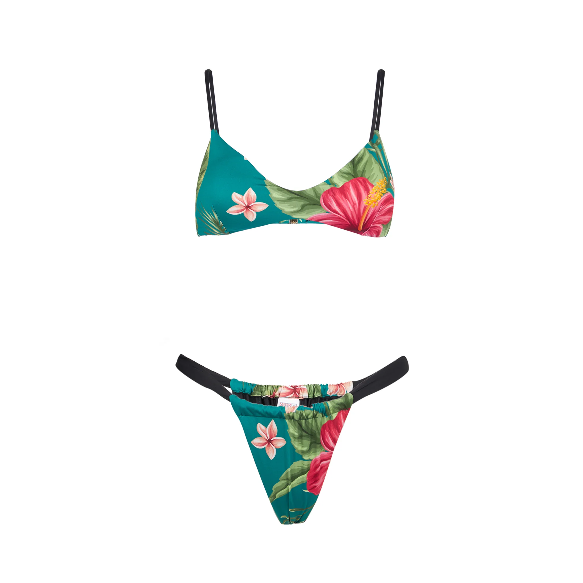 Damesbandeaubikini met tropische print