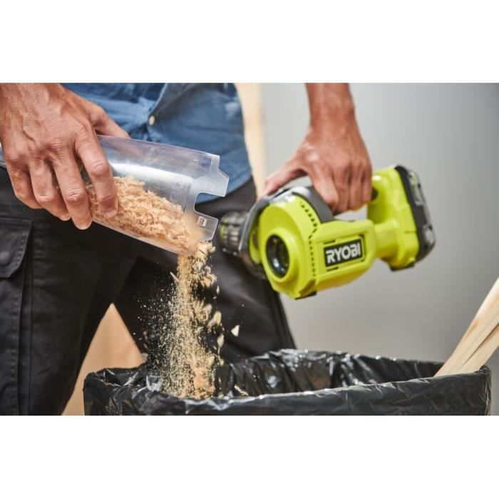 Aspiradora de mano RYOBI ONE+ de 18 V - 29 AW - 1000 l/min - 0,85 m³/min - Depósito de polvo de 600 ml - Disponible - RHV18-0
