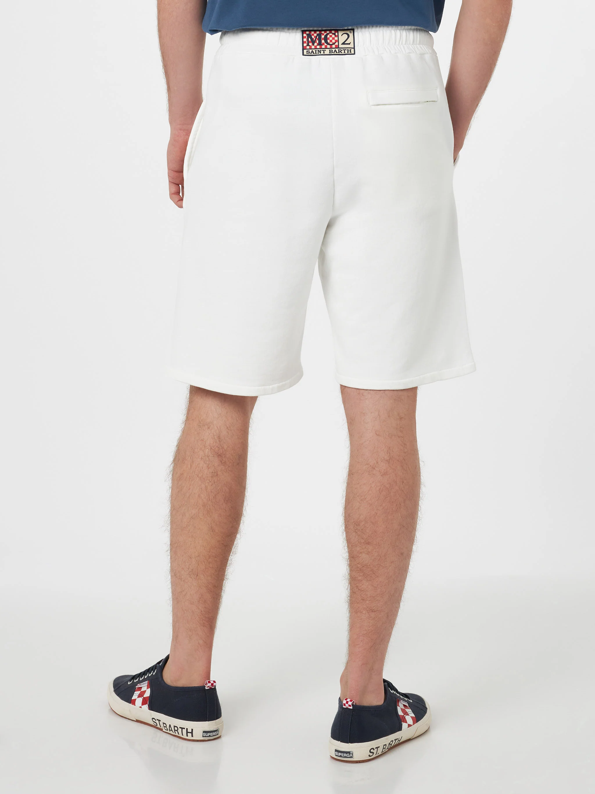 Randle herenbermudashorts van wit katoenfleece