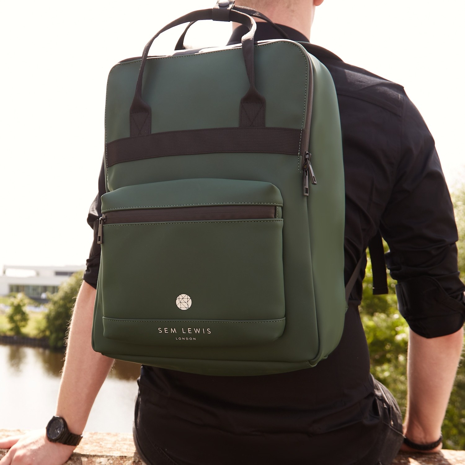 Sem Lewis ruksak Sem Lewis Southern Hampstead muška torba/ruksak za laptop od najlona - zelena - zelena