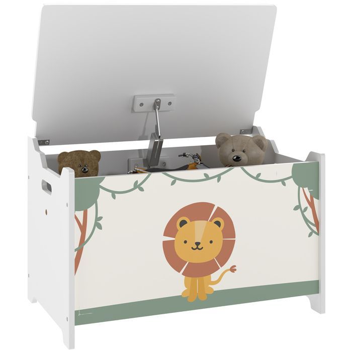 Toy chest - AIYAPLAY - lid - safety hinges - MDF - 60 x 37 x 39 cm - green