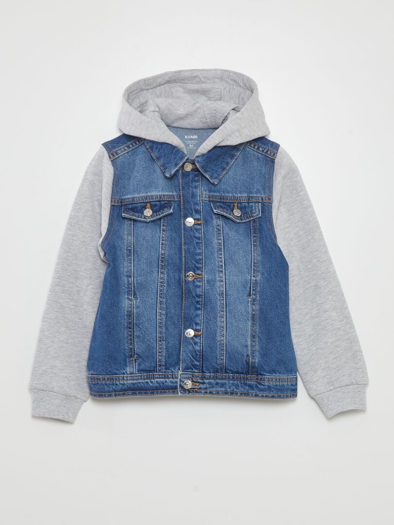 Chaqueta con capucha bicolor - AZUL