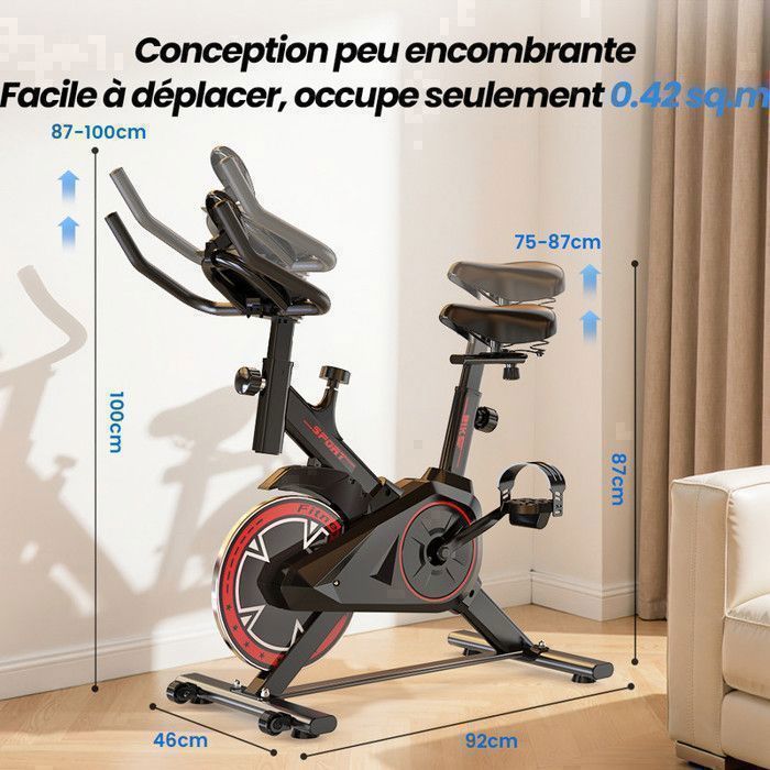 Vélo d'exercice, Vélo d'intérieur Silencieux avec écran LCD, Vélo d'Appartement Résistance Réglable - Formill  QK101