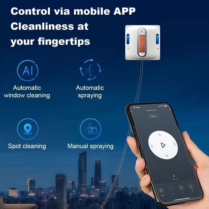 Fensterputzroboter – LIECTROUX – S11 – 4-Richtungs-Sprühfunktion – Glaserkennung – Bluetooth-Steuerung