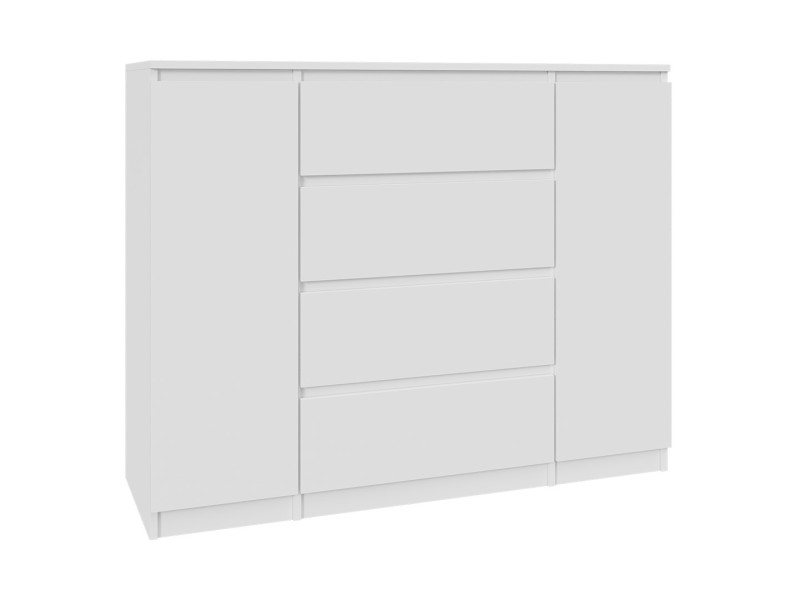 Komoda Biała 120 cm - 4 szuflady i 2 szafki