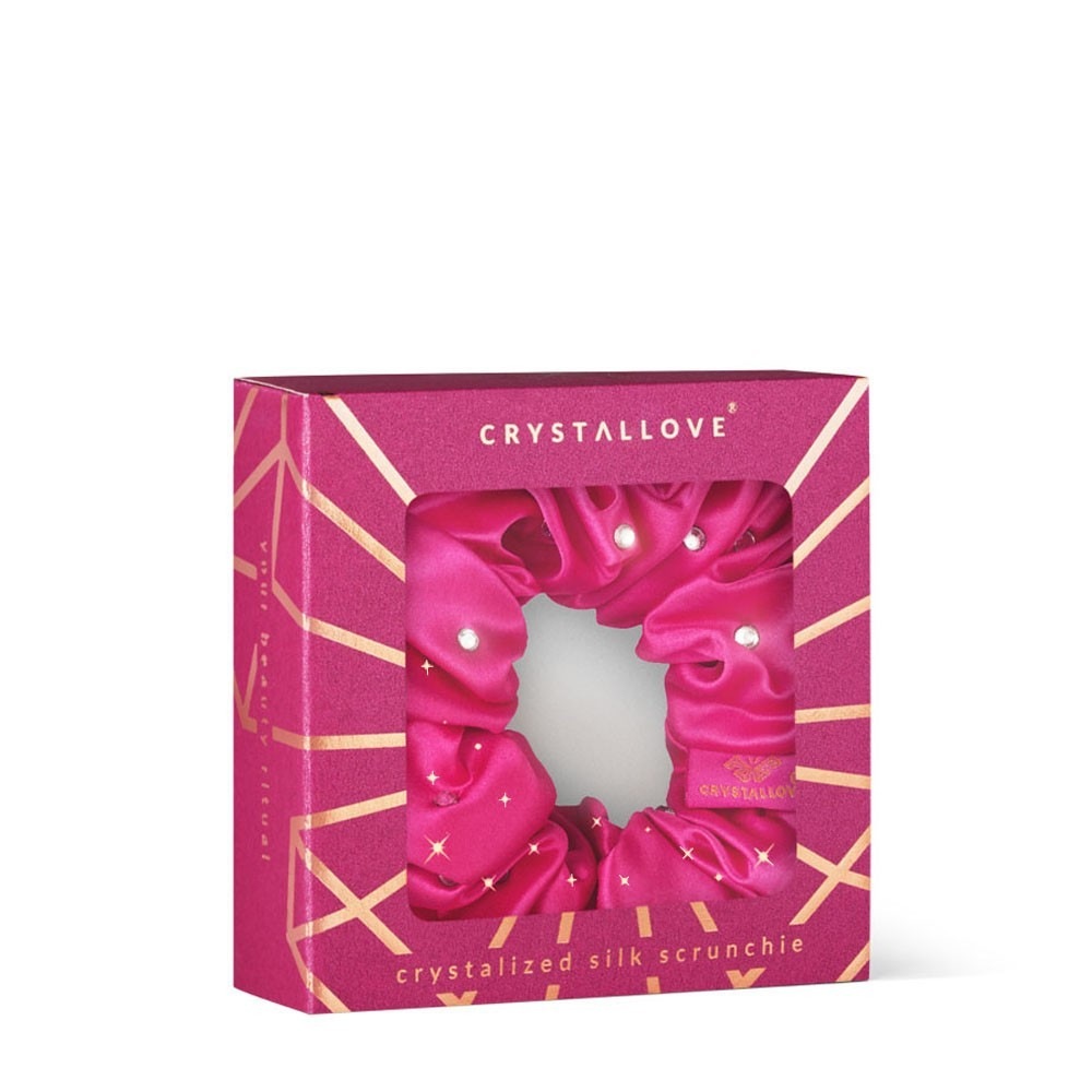 Crystallove Crystalized silk scrunchie - hot pink
