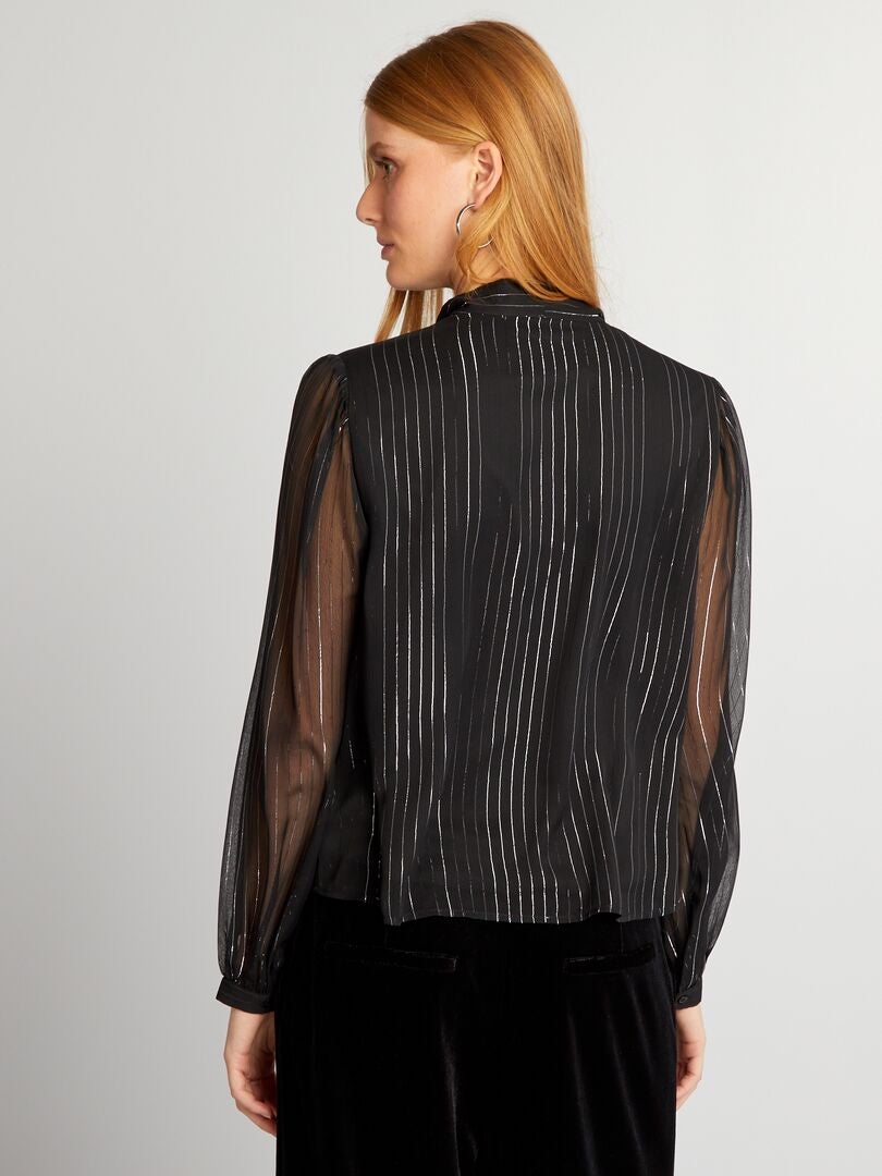 Blusa con lazo ajustable - negra