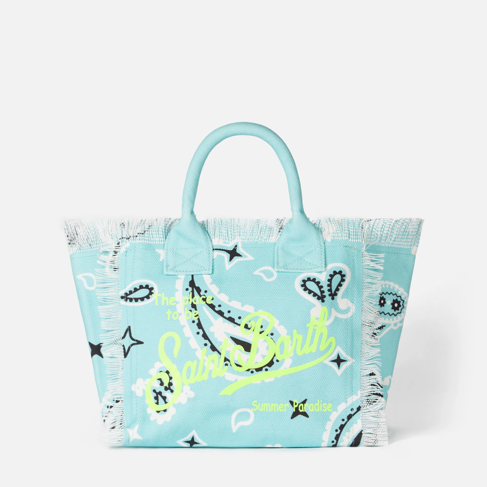 Colette Handtasche aus hellgrünem Baumwoll-Canvas mit Bandana-Print