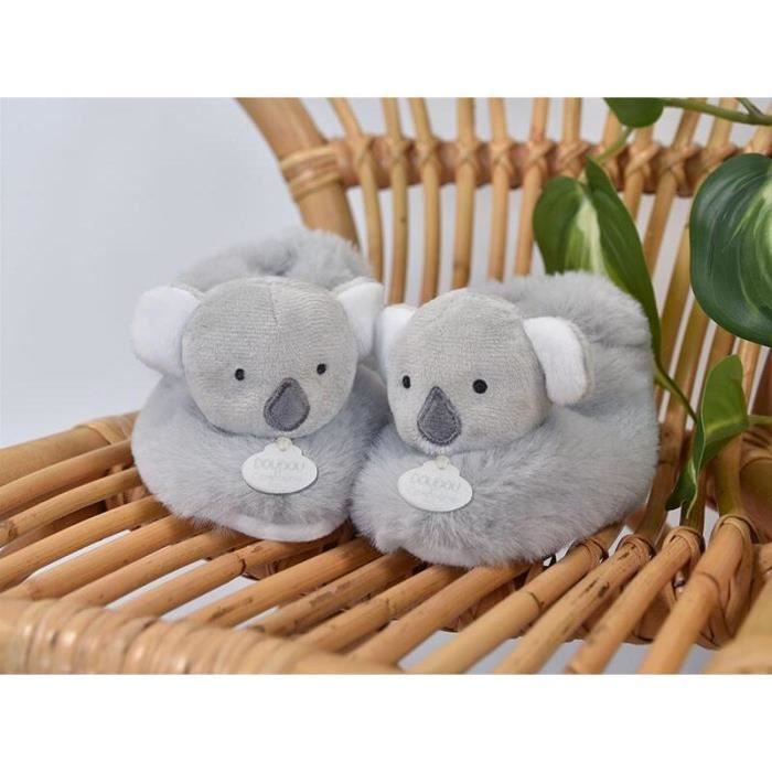 Patucos de bebé - Koala - Sonajero incorporado - Gris - 0-6 meses