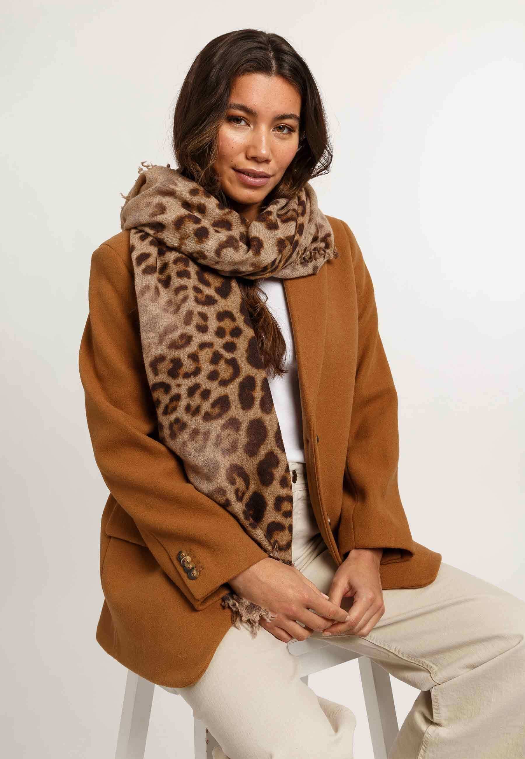 FRAAS STOLA MET DIERENPRINT - Sjaal - chinchilla